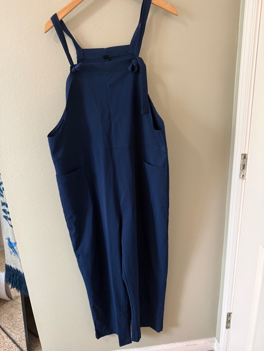 SHEIN Navy Blue Wide-Leg Tie-Strap Jumpsuit
